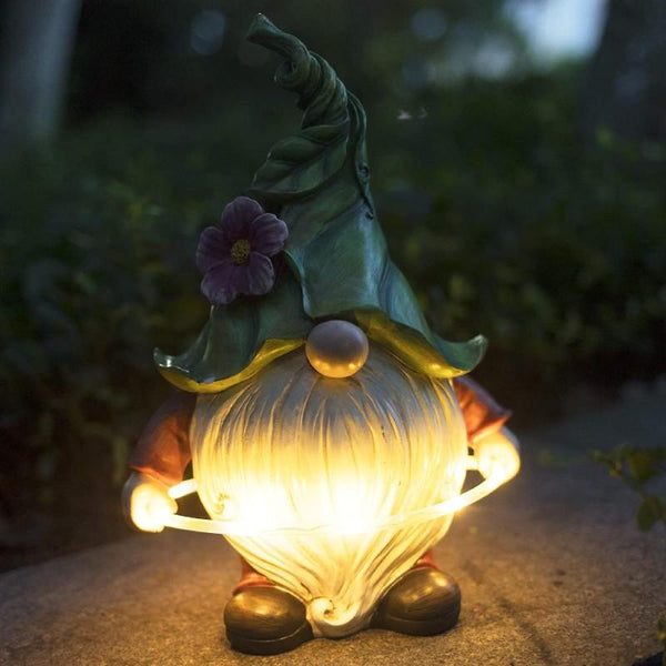 Fluorescent Circle Solar Garden Gnome Statue