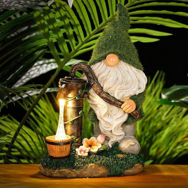 Water Pump Solar Garden Gnome Statue
