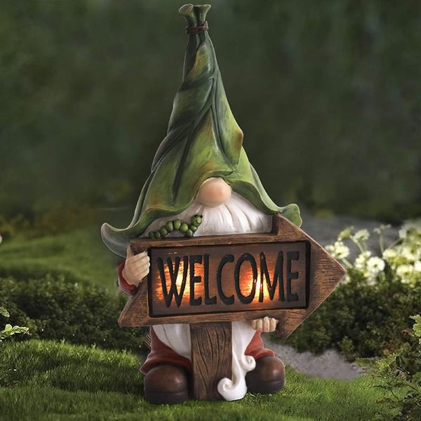 Welcome To My House Solar Garden Gnome