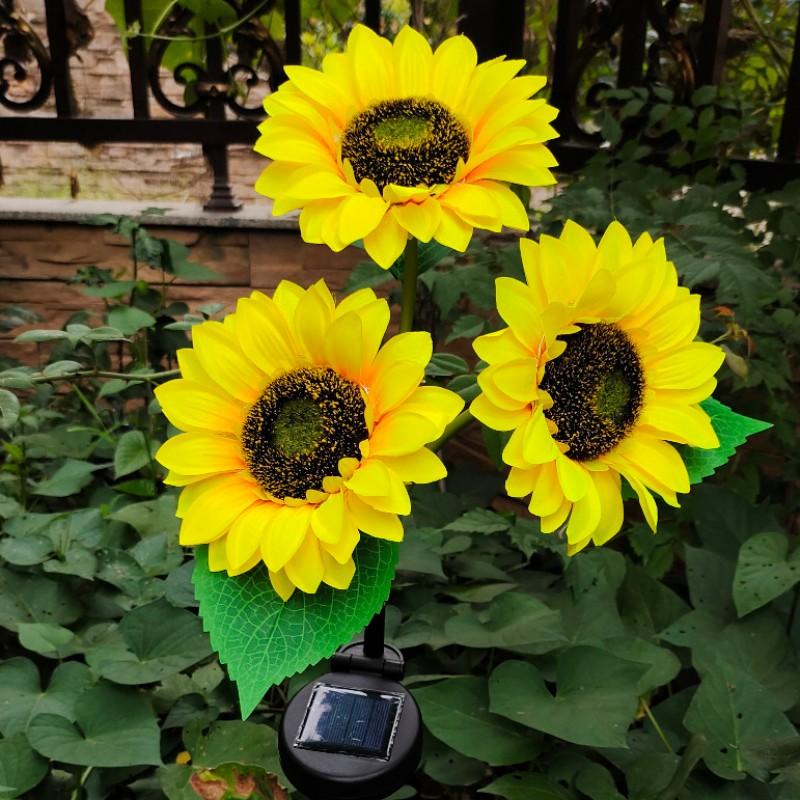 Upgraded 3 Sunflower Solar Garden Light